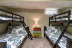 Lower Level Bunk Bedroom4 with 2 Bottom Full Beds & 2 Top Twin Beds 